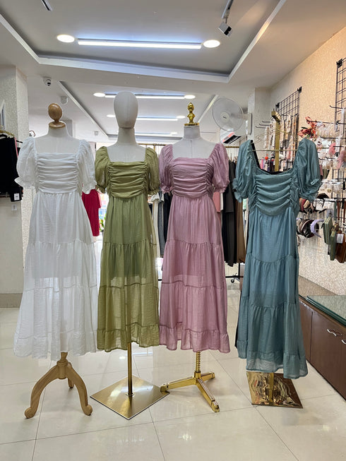 Summer Puff Sleeves Maxi Dress